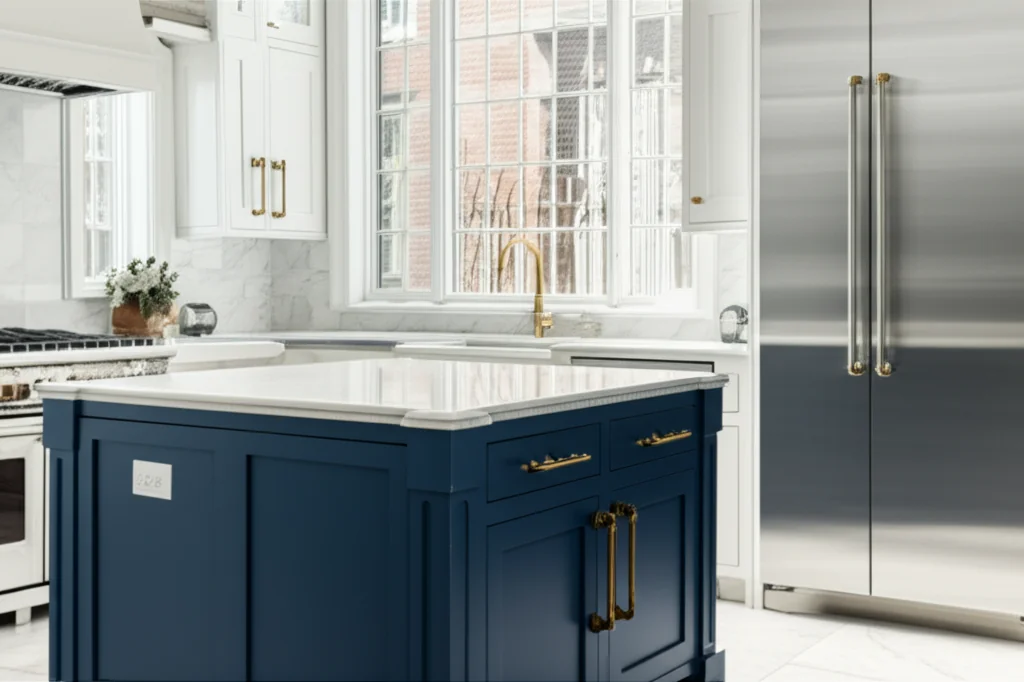 Beautiful Sub-Zero refrigerator in a modern luxury kitchen